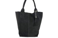 Shopper bag torebka damska zamszowa - Szara ciemna