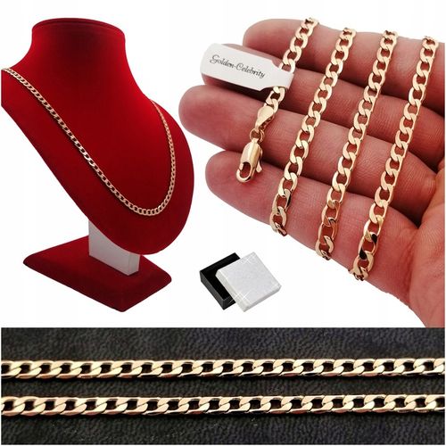 ZŁOTY ŁAŃCUSZEK MĘSKI PANCERKA+KRZYŻYK 18K 55CM PREZENT DLA NIEGO + GRATISY na Arena.pl