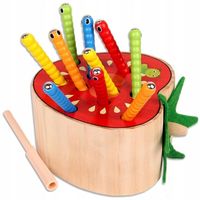 ZŁAP ROBACZKA ROBAKA GRA MAGNETYCZNA DREWNIANE JABŁKO MONTESSORI