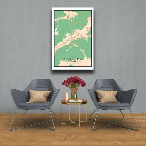Andora mapa kolorowa - obraz na płótnie 20x30 cm na Arena.pl