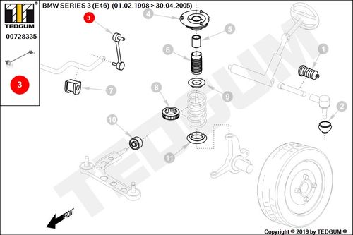 BMW 3 E46 ŁĄCZNIK STABILIZATORA PRZEDNIEGO E46 98- na Arena.pl