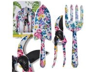 Zestaw narzędzi ogrodowych 3szt łopatka sekator widełki różowe kwiaty