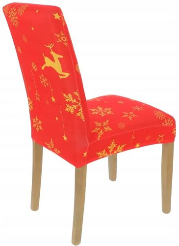 ZESTAW 6 SZT POKROWIEC NA KRZESŁO CZERWONY ŚWIĄTECZNE WZORY ELASTYCZNY UNIW na Arena.pl