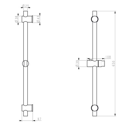 Drążek prysznicowy WEZER STK-01-BLACK - 650 mm na Arena.pl