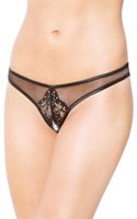 stringi koronkowe z cyrkoniami softline czarne s/m