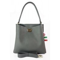 Włoska torebka na ramię ,pojemna ,przegrody,złote okucia ,szara grafit V375G1