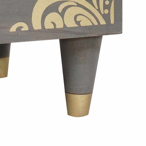 Szafka Nocna z szufladą Szary 40 x 33 x 46 cm lite drewno mango na Arena.pl