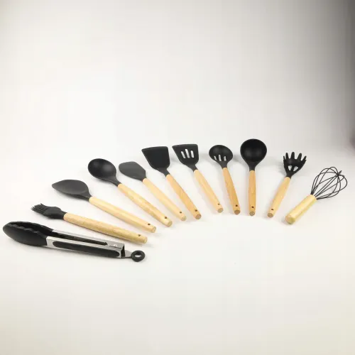 AKCESORIA DO KUCHNI PRZYBORY ZESTAW NARZĘDZIA KUCHENNE 12 ELEMENTÓW CZARNY na Arena.pl