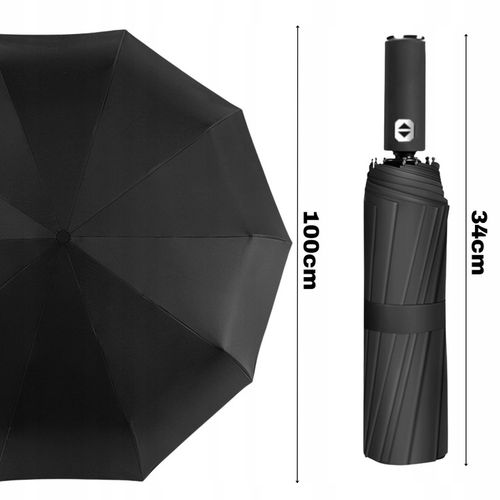 PARASOLKA AUTOMATYCZNA Z LATARKĄ LED PARASOL SKŁADANY PEŁEN AUTOMAT CZARNY na Arena.pl