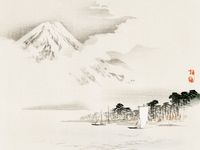 Plakat 20x15cm View of Mount Fuji, Kōno Bairei Japoński Vintage do Salonu