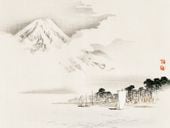 Plakat 20x15cm View of Mount Fuji, Kōno Bairei Japoński Vintage do Salonu
