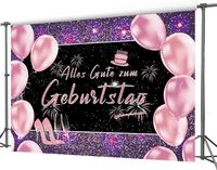 Tło urodzinowe Natooz, Różowy Baner Po Niemiecku 210x150cm