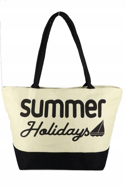 Torba plażowa duża NA PLAŻĘ PIKNIK płócienna SUMMER LETNIA zdjęcie 2