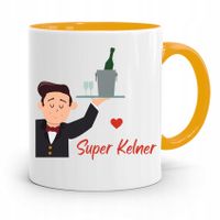Dla Kelnera Kubek Żółty Super Kelner Prezent Z Nadrukiem Ze Zdjęciem
