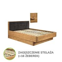 Łóżko dębowe Orio z zagęszczonym stelażem 180x200 + panel prawy