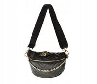 Laura Biaggi - torebka nerka listonoszka czarna przeszycia połysk JP71