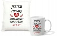 Zestaw foto PODUSZKA FOTO KUBEK PREZENT na Walentynki z napisem dedykacją