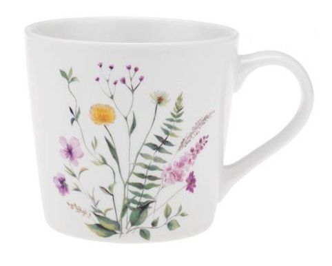 Kubek porcelanowy 400 ml New Bone biały z nadrukiem w kolorowe kwiatki wz.3 na Arena.pl