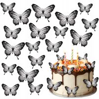 Waflowe Białe MOTYLKI MOTYLEK Jadalna Dekoracja na tort 23 szt