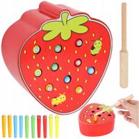 DREWNIANA TRUSKAWKA GRA ZŁAP ROBACZKA WĘDKA