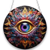 Ozdoba dekoracja WITRAŻ DWUSTRONNY Wiszący Akrylowy PIĘKNY OKO duży