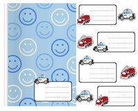 NAKLEJKI NA ZESZYT ZESZYTY NALEPKA 8szt - POLICJA STRAŻ WZORY + GRATIS