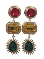 Duże wiszące kolczyki kryształki kółko, prostokąt, łezka wielokolorowe 7cm