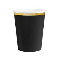Kubeczki papierowe czarne ze złotym brzegiem Classic Gold, 6 szt.