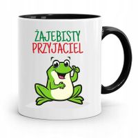 Kubek Czarny Dla Przyjaciela Żajebisty Przyjaciel Z Nadrukiem Ze Zdjęciem