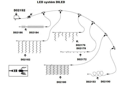 DiLED świetlny deszcz - 180 LED, ciepły biały na Arena.pl