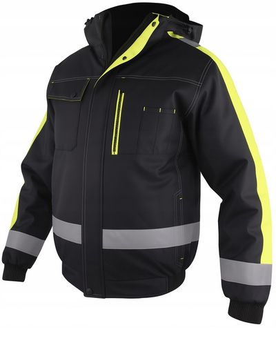 OCIEPLANA Kurtka BOMBERKA robocza ZIMOWA męska z kapturem ODBLASKOWA bhp OC na Arena.pl