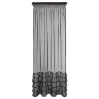 Firana na taśmie z falbanami i ozdobnymi cyrkoniami  CARLI 140X270 czarna