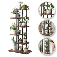 kwietnik, regał, stojak na kwiaty 113x60x20cm czarno- brązowy sz16cz