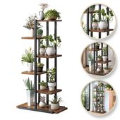 kwietnik, regał, stojak na kwiaty 113x60x20cm czarno- brązowy sz16cz