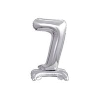 balon foliowy cyfra stojaca srebrna "7" urodziny
