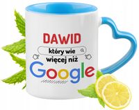Dla Dawida Kubek Błękitny Z Uszkiem W Kształcie Serca Na Prezent Na Kawę