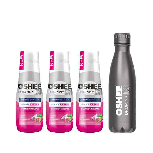 3x Hydrokoncentrat OSHEE DROP IN Witaminy Minerały +Bidon termiczny SILVER na Arena.pl