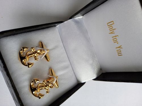 Złote spinki do mankietów Exciting Kotwica Marine Kapitańskie Żeglarskie na Arena.pl