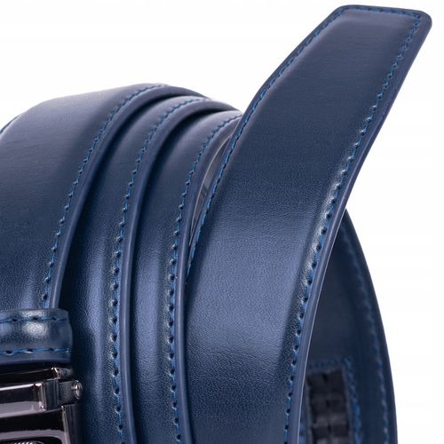 Pasek Męski Skórzany GRANATOWY klamra automatyczna na Arena.pl