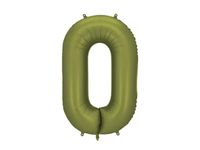 Balon foliowy cyfra 0 oliwkowy, 86 cm