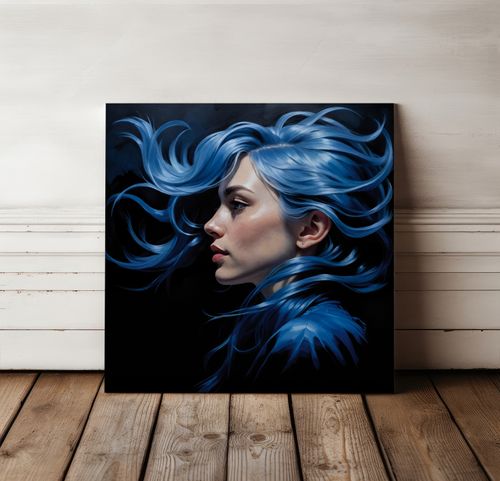 Obraz na płótnie abstrakcja niebieskie włosy 100x100 cm na Arena.pl