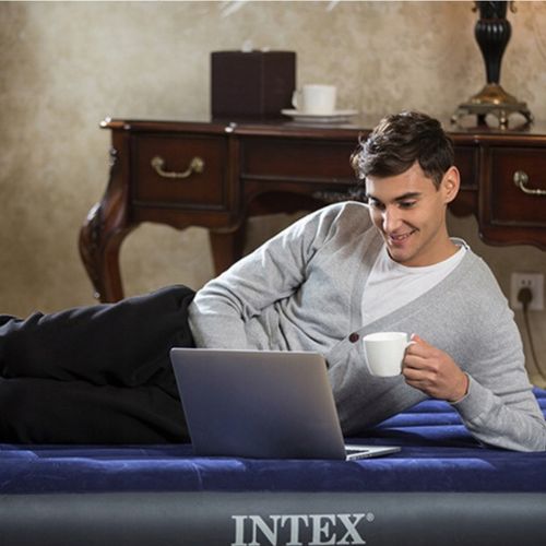 MATERAC DMUCHANY ŁÓŻKO DMUCHANE z pompką WELUROWY DWUOSOBOWY 137x191cm na Arena.pl