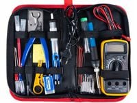 ZESTAW NARZĘDZI ELEKTRYCZNYCH LUTOWNICA MULTIMETR