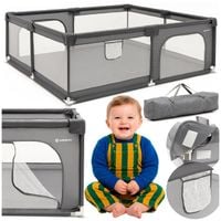 Kojec dla dzieci, zamykany 180x150x66 cm składany, turystyczny, szary