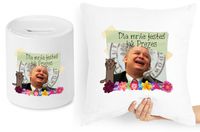 Jarosław Kaczyński Zestaw Poduszka + Skarbonka Z Nadrukiem Ze Zdjęciem