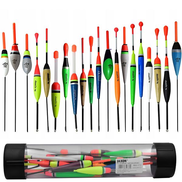 ZESTAW SPŁAWIKÓW 20szt Jezioro Rzeka + Tuba Jaxon zdjęcie 1