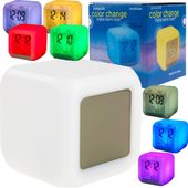 ZEGAREK BUDZIK KOLOROWY KALENDARZ TERMOMETR ŚWIECĄCY LCD KAMELEON