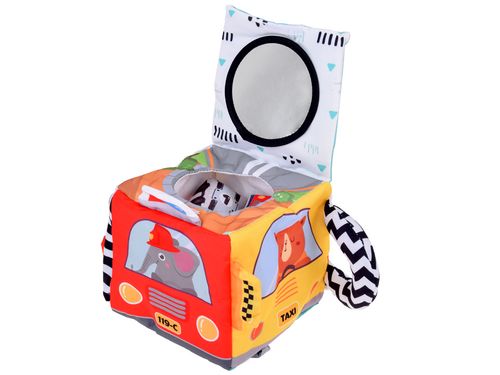 KOLOROWA  KOSTKA SENSORYCZNA POJAZDY PUDEŁKO Z CHUSTECZKAMI na Arena.pl