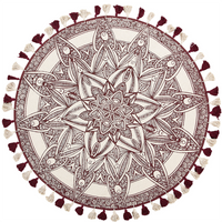 Dywan okrągły orientalny nadruk ø 120 cm kremowo-czerwony OLTU