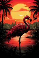 Plakat 30x45cm Flaming nad Wodą